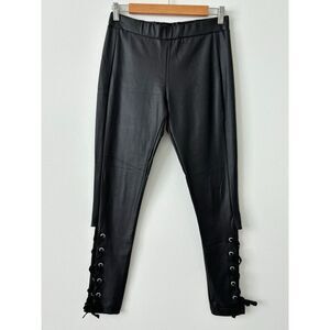 Love Tree Black Faux Leather Side Lace Up Pant Womens Size Small